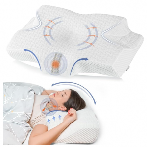 Elviros Memory Foam Cervical Pillow, Ergonomic Contour Pillow (White) @ Amazon