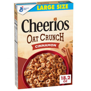 Cheerios Oat Crunch Cinnamon Oat Breakfast Cereal, Large Size, 18.2 oz @ Amazon