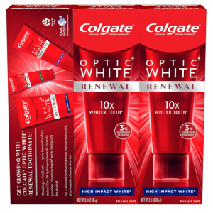 Colgate Optic White Renewal Teeth Whitening Toothpaste, 3 Oz Tube, 3 Pack @ Amazon