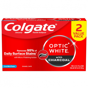 Colgate Optic White Charcoal Toothpaste, Cool Mint - 4.2 Ounce (2 Pack) @ Amazon