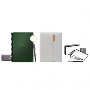 Rocketbook Bundle - Core Green Writing Notebook (6"x8.8") Dot Grid, Gray Capsule, 40 Cloud Cards