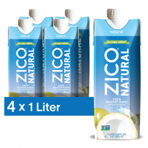 Zico 100% Coconut Water, No added Sugar, 33.8 Fl Oz (Pack of 4) @ Amazon