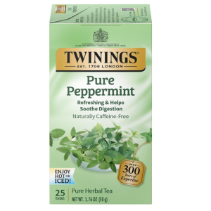 Twinings Pure Peppermint Individually Wrapped Tea Bags, 25 Count Pack of 6 @ Amazon