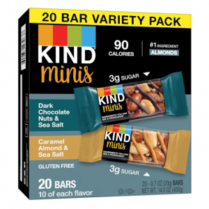 KIND Minis, Dark Chocolate Nuts & Sea Salt/ Caramel Almond & Sea Salt, 14 Oz (Pack Of 20) @ Amazon