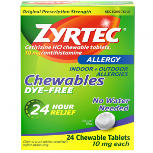 Zyrtec 24 Hour Allergy Relief Berry Chewable Tablets, 10 mg, 24 Ct @ Amazon 