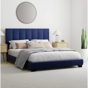 Reece Channel Stitched Upholstered Bed, Sapphire, by Hillsdale Living Essentials @ Walmart