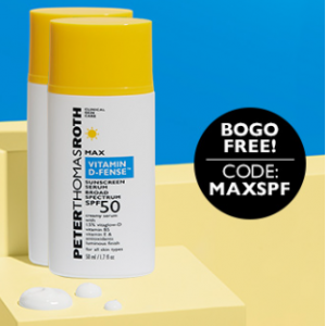 B1G1 Free on Max Vitamin D-Fense Sunscreen Serum Broad Spectrum SPF 50 @ Peter Thomas Roth 