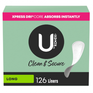 U by Kotex Security Lightdays Panty Liners, Light Absorbency, Long, Unscented, 126 Count @ Amazon