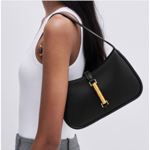 Charles & Keith UK - Cesia Metallic Accent Shoulder Bag - Black for £79