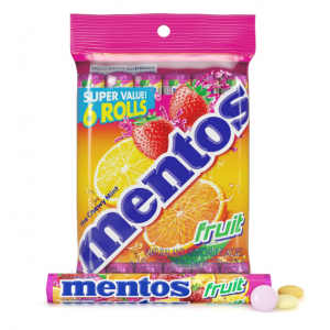 Mentos Candy, Mint Chewy Candy Roll, Fruit, Non Melting, (Pack of 6) @ Amazon