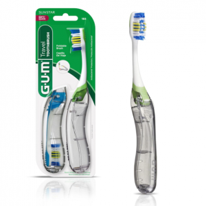 GUM Folding Travel Toothbrush, Compact Head + Tongue Cleaner, 2ct @ Amazon
