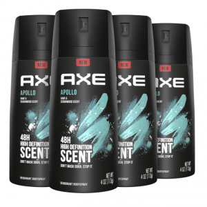 AXE Apollo Body Spray Deodorant for Long-Lasting Odor Protection, 4 Ounce (Pack of 4) @ Amazon