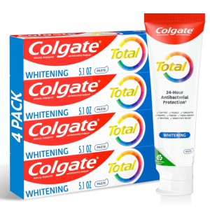 Colgate Total Whitening Toothpaste, 10 Benefits, Mint Flavor, 4 Pack, 5.1 Oz Tubes @ Amazon