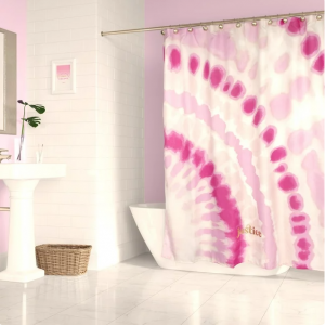 Justice Pink Tie Dye Shower Curtain and Hooks Set, Microfiber @ Walmart