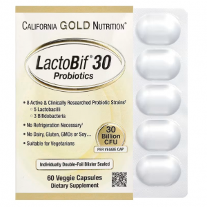 California Gold Nutrition, LactoBif 30 益生菌，300 亿 CFU，60 粒素食胶囊