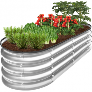 Outdoor Raised Metal Oval Garden Bed, Planter Box - 4x2x1ft @ Best Choice Products