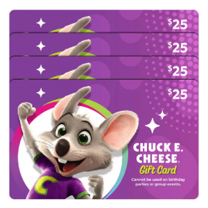 Chuck E. Cheese Four Restaurant $25 E-Gift Cards @ Costco