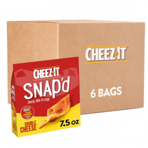 Cheez-It Snap'd Cheese Cracker Chips, Thin Crisps, Double Cheese, 45oz Case (6 Bags) @ Amazon