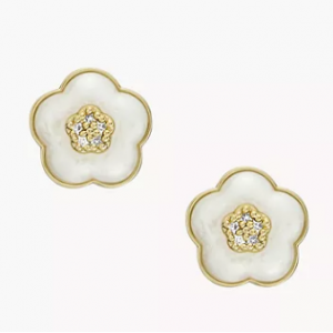 Fossil Mothers Day Pearl White Resin 耳钉