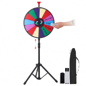 18 Inch Tabletop Color Prize Wheel with Folding Tripod Floor Stand 14 Slots Dry Erase @ VEVOR AU