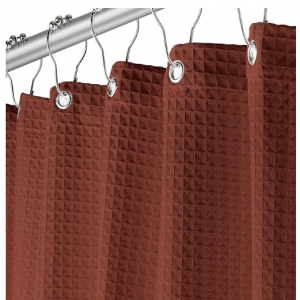 PEDBANRO Brown Shower Curtain - Waffle Weave Textured Fabric Shower Curtains for Bathroom, 72Wx72H