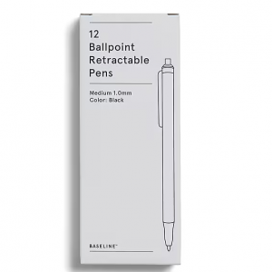 Baseline Retractable Ballpoint Pens, Medium Point, Black Ink, Dozen (BL58253) @ Staples