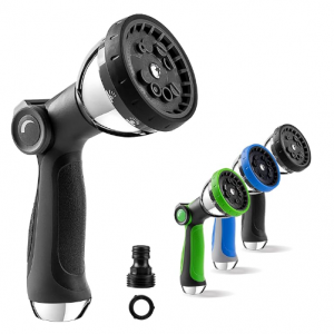 LOKIMSI Garden Hose Nozzle Sprayer，Features 10 Spray Patterns, Thumb Control, On Off Valve
