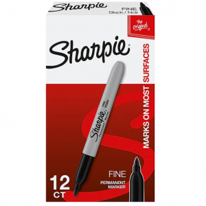 Sharpie Permanent Marker, Fine Tip, Black, Dozen (30001) @ Staples