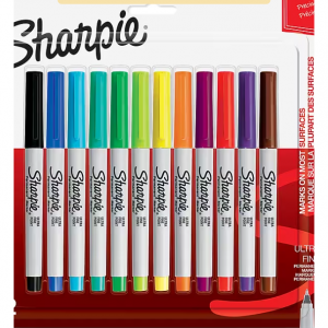 Sharpie Permanent Markers, Ultra Fine Tip, Assorted, 12/Pack (37175) @ Staples