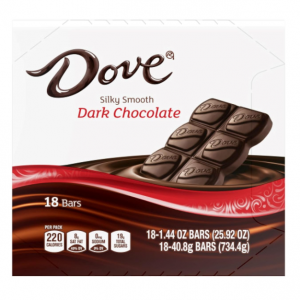 DOVE Candy Dark Chocolate Bars, Full Size, 1.44 oz (Pack of 18) Box @ Amazon