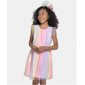 70% Off Girls Glitter Rainbow Ombre Mesh Fit And Flare Dress @ The Children's Place