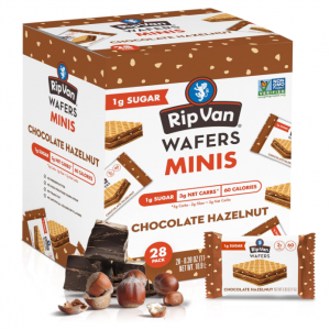 Rip Van Chocolate Hazelnut Mini Wafer Cookies - Healthy Low Sugar Snacks - 28 Count @ Amazon