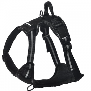 Amazon Basics No-Pull Adjustable Soft Padded Dog Vest Harness with Reflective Stripes, Black,XL