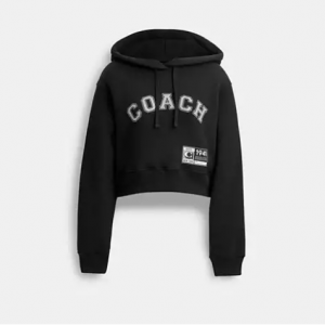 Coach Embellished Varsity Cropped Hoodie
