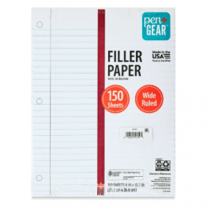 Pen+Gear Wide Ruled Filler Paper, 10.5" x 8", 150 Sheets (59150) @ Walmart
