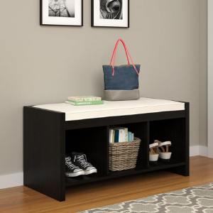 Ameriwood Home Penelope Entryway Storage Bench with Cushion, Espresso @ Amazon