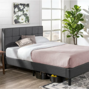 Zinus Lottie 43" Upholstered Platform Bed Frame, Grey, Queen @ Walmart