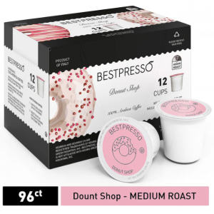 DONUT SHOP - MEDIUM ROAST - 96 COUNT (COMPATIBLE WITH 2.0 KEURIG BREWERS) @ Amazon