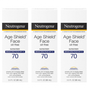 Neutrogena Age Shield Face Oil-Free Sunscreen Lotion SPF 70 3floz 3 Packs @ Amazon