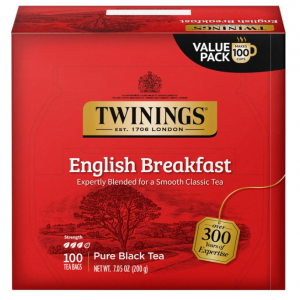 Twinings of London English Breakfast Black Tea Bags, 100 Count (Pack of 1) @ Amazon