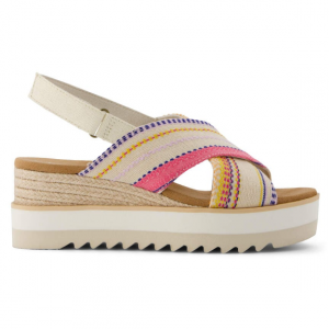 TOMS Diana Crossover Fuchsia Stripes 坡跟凉鞋