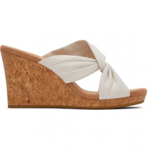 TOMS Serena White Cork 坡跟凉鞋