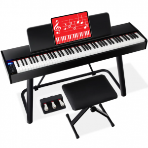 88-Key Weighted Full Size Digital Piano Set w/ U-Stand, 3 Sustain Pedal Unit @ Best Choice Product