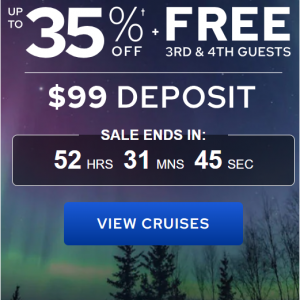 Up to 35% off + 3rd & 4rd guests free + $99 deposit @Princess Cruises