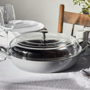 STAUB BRAISERS 3.5 升铸铁圆形 Heritage 炖锅/炒锅，石墨灰色