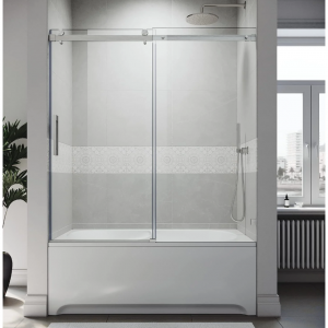 SUNNY SHOWER 60 英寸宽 x 62 英寸高无框浴缸推拉门