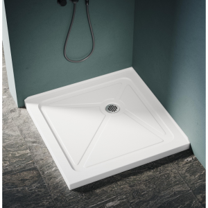 SUNNY SHOWER 34 英寸宽 x 34 英寸深 x 3 英寸高白色角排水方形底座