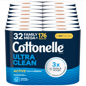 Cottonelle Ultra Clean 超大卷紙 32卷 相當於普通176卷 @ Amazon