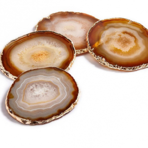 Lumino Sand Agate & 24K Gold Gemstone Coasters @ Belle & June