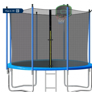Walmart - Segmart SEGMART 10 英尺兒童蹦床，帶籃球框和圍欄網/梯子，直降$190 